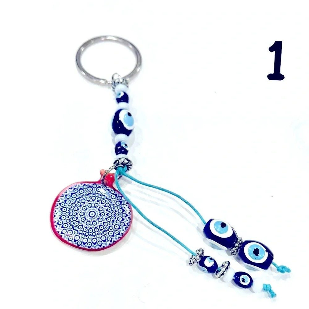 Pomegranate Evil Eye keychain